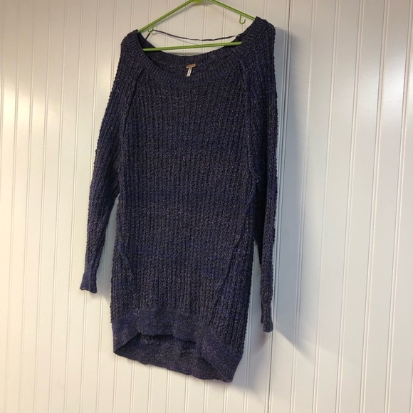 Free People Women's Purple Sweater Scoop Neck Long Sleeve Large READ - Picture 2 of 4